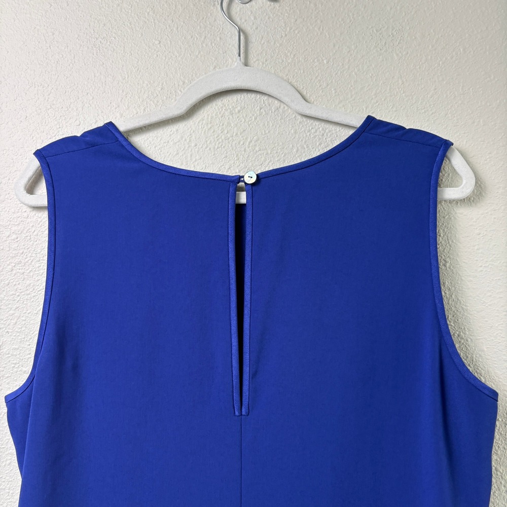 St John Sleeveless Top Womens L Blue Keyhole Back Triacetate Crepe - Picture 4 of 9